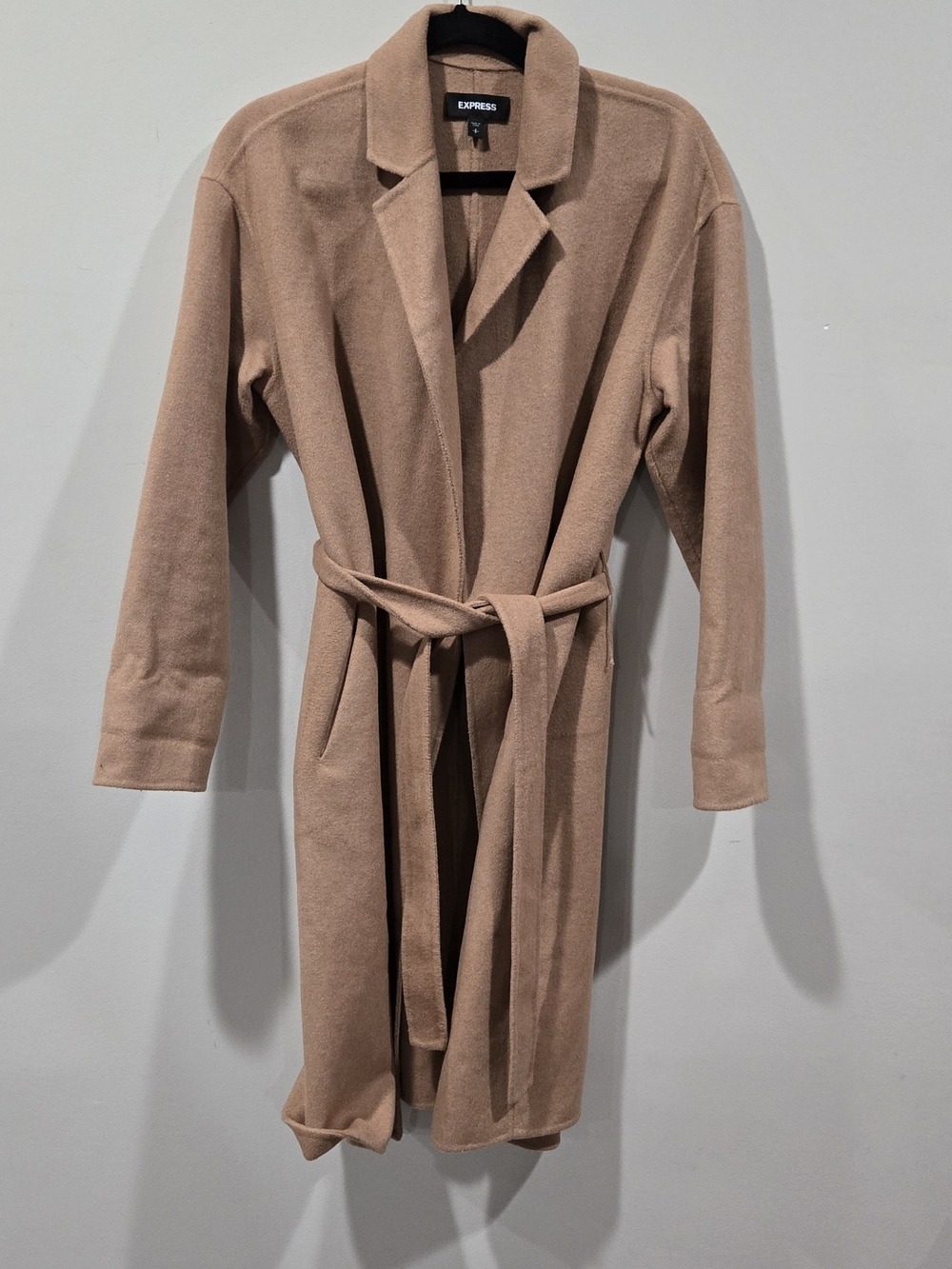 Express Camel Trench coat Long Jacket Warm Neutral Trench Minimalist